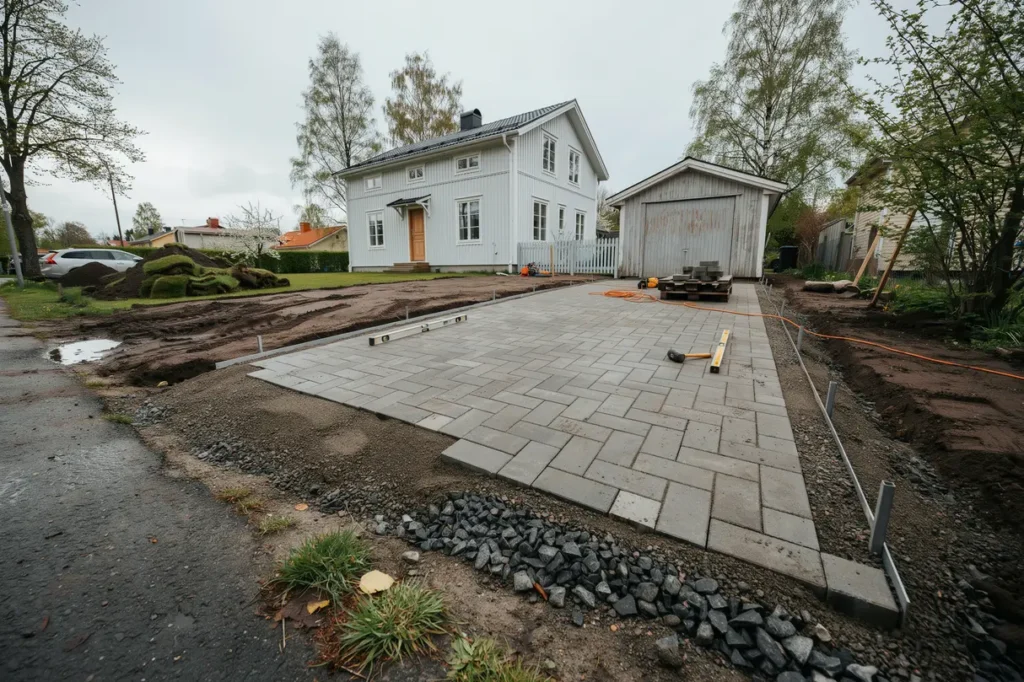 l gga om garageuppfarten materialval markarbete och kostnad f r en h llbar l sning